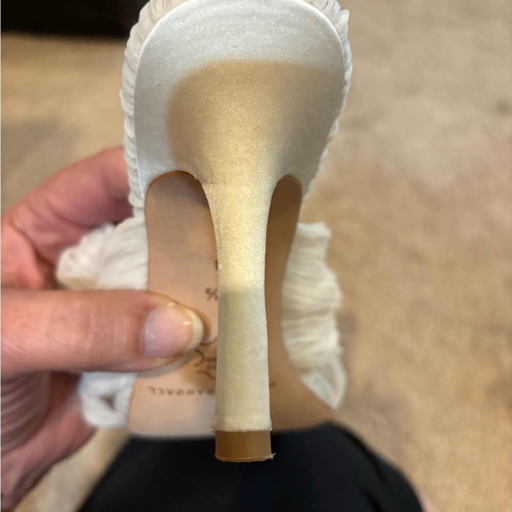 Loeffler Randall White Heeled Mules with Bow Detail - Picture 9 of 9